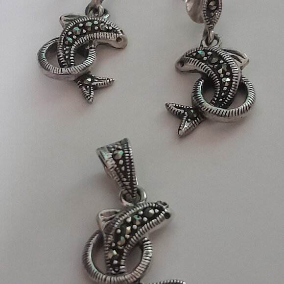 Marcasite Earrings and Pendant - Picture 1 of 2